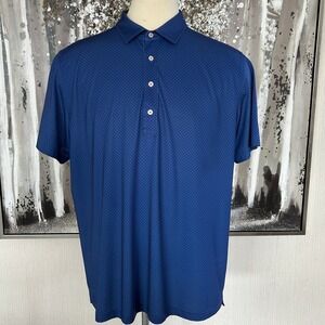 Donald Ross Sport Mens Blue Pink Polka Dot Golf Polo - Size Large